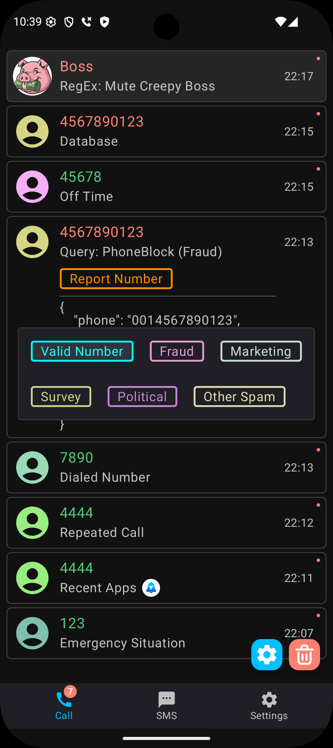 Spam Blocker app screenshot